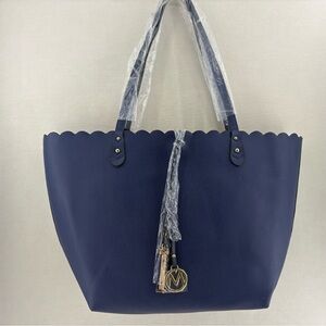 MKF collection  Navy Scalloped-Edge Tote NWT